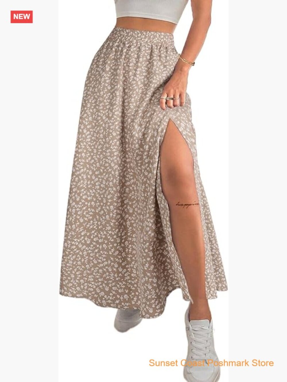 Womens Boho Floral Slit Maxi Skirt High Waisted Long Split Thigh